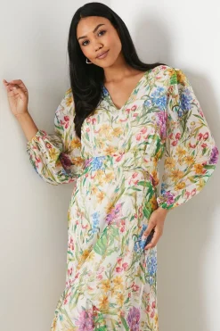 Printed Blouson Sleeve Midaxi Dress