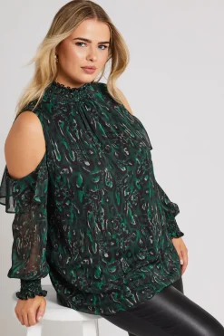 Printed Cold Shoulder Blouse