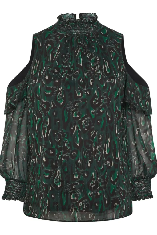 Printed Cold Shoulder Blouse