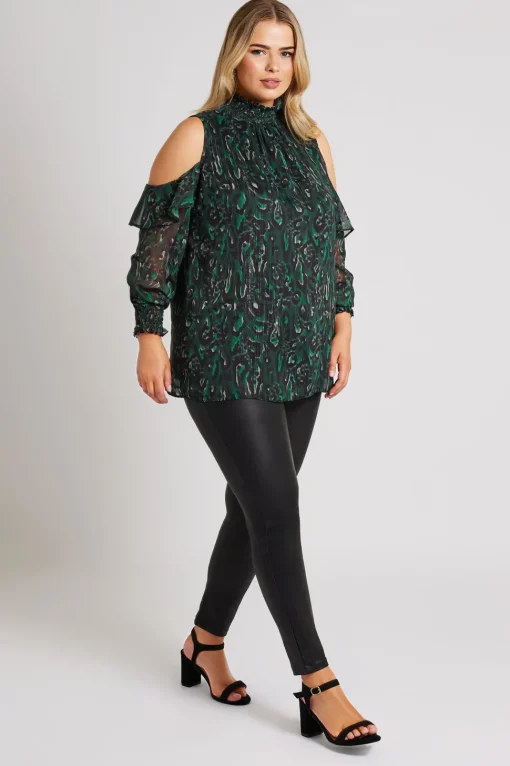 Printed Cold Shoulder Blouse