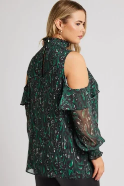 Printed Cold Shoulder Blouse