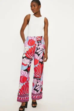 Printed Crepe Straight Leg Trouser
