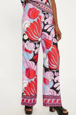 Printed Crepe Straight Leg Trouser