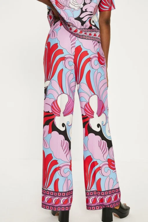 Printed Crepe Straight Leg Trouser