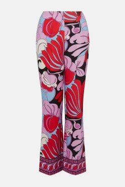 Printed Crepe Straight Leg Trouser