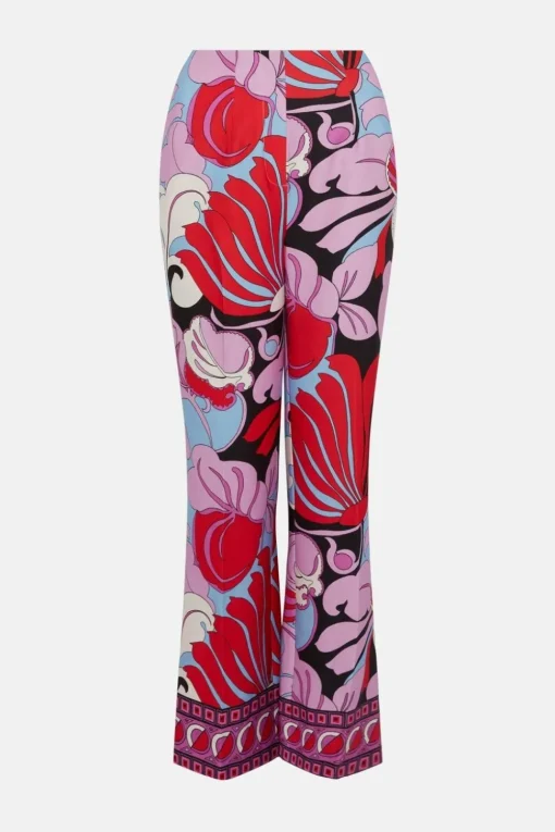 Printed Crepe Straight Leg Trouser