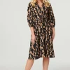 Printed Drawstring Shirt Dress