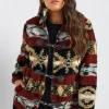 Printed Faux Fur Toggle Jacket