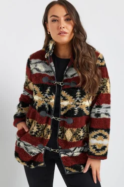 Printed Faux Fur Toggle Jacket