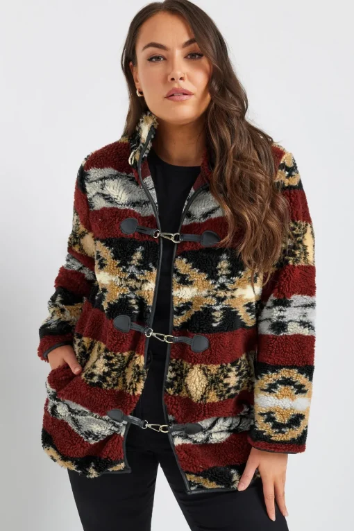 Printed Faux Fur Toggle Jacket