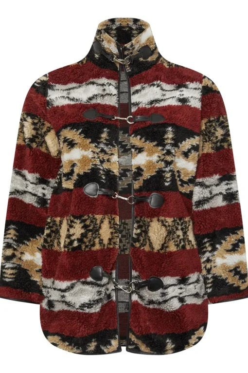 Printed Faux Fur Toggle Jacket