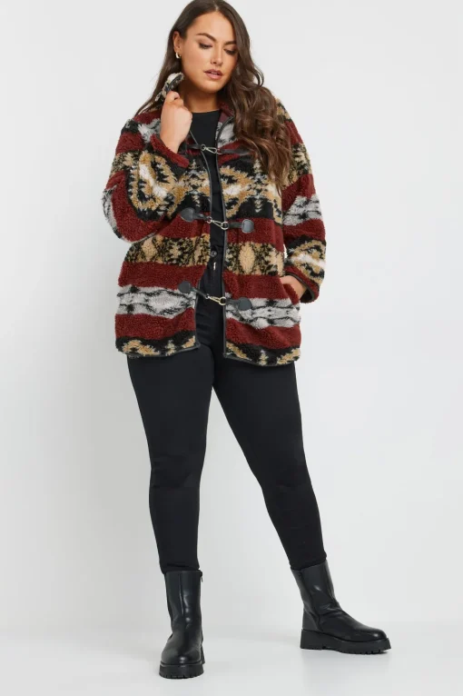 Printed Faux Fur Toggle Jacket