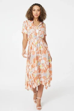 Printed Front Pocket Shirt Dress