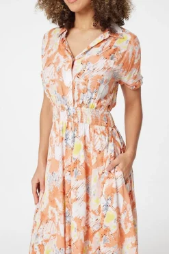 Printed Front Pocket Shirt Dress