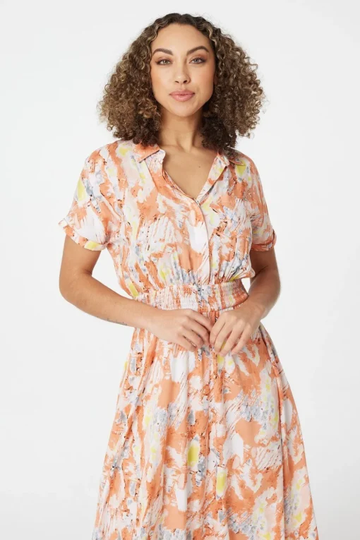 Printed Front Pocket Shirt Dress