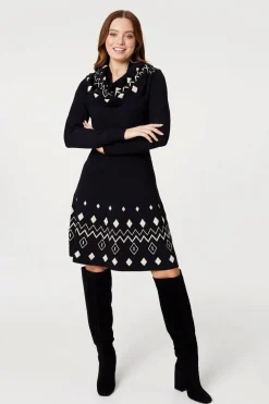 Printed Knit Skater Dress