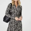 Printed Long Sleeve Short Shirt Dress