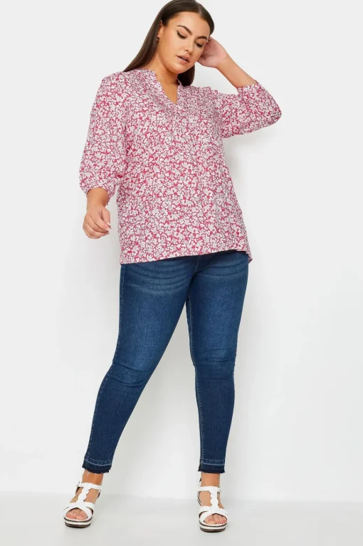 Printed Pintuck Blouse