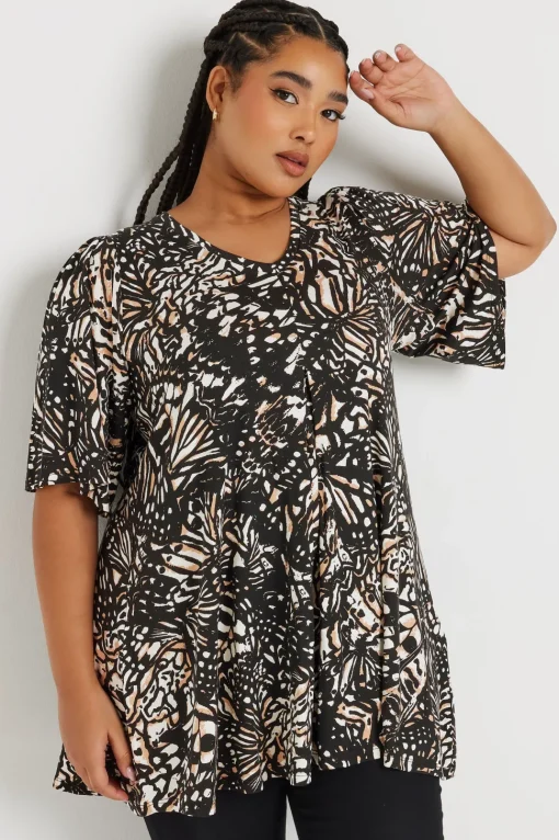 Printed Pleat Front Swing Top