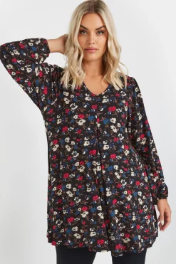 Printed Pleat Front Top