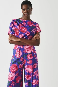 Printed Pleat Off The Shoulder Jumpsuit