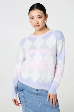 Printed Relaxed Fit Round Neck Jumper