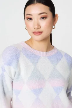 Printed Relaxed Fit Round Neck Jumper