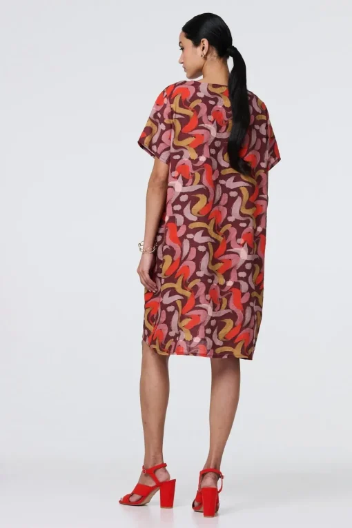 Printed Round Neck Tunic Dress