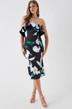 Printed Ruffle Bandeau Dress