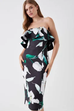 Printed Ruffle Bandeau Dress