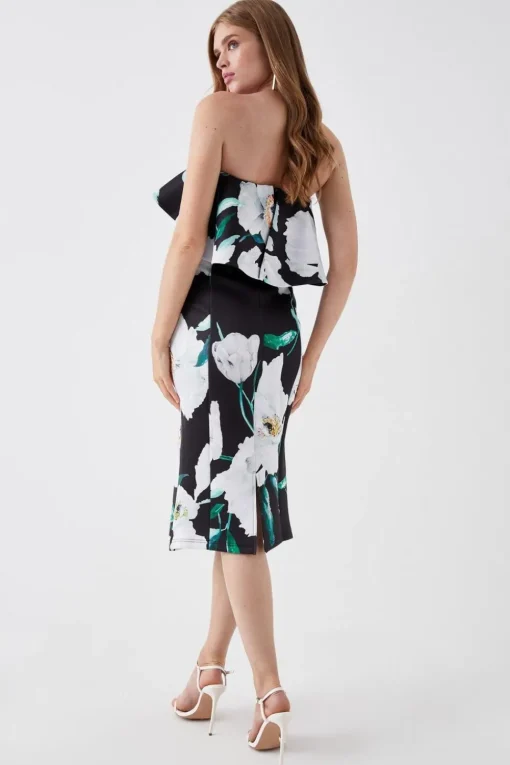 Printed Ruffle Bandeau Dress