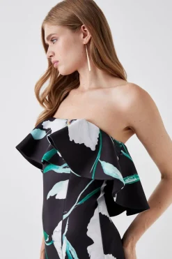 Printed Ruffle Bandeau Dress