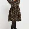 Printed Textured Tie Neck Dress