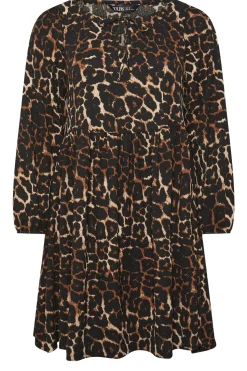 Printed Textured Tie Neck Dress