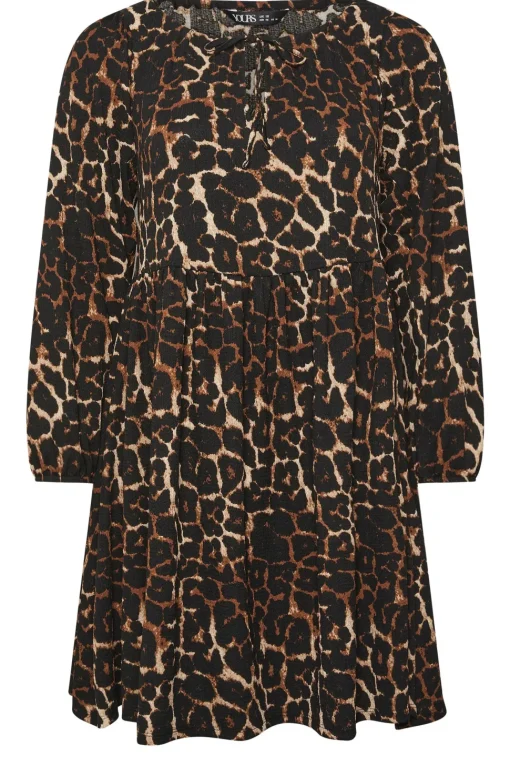 Printed Textured Tie Neck Dress
