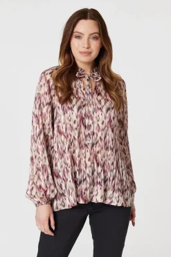 Printed Tie Neck Blouse