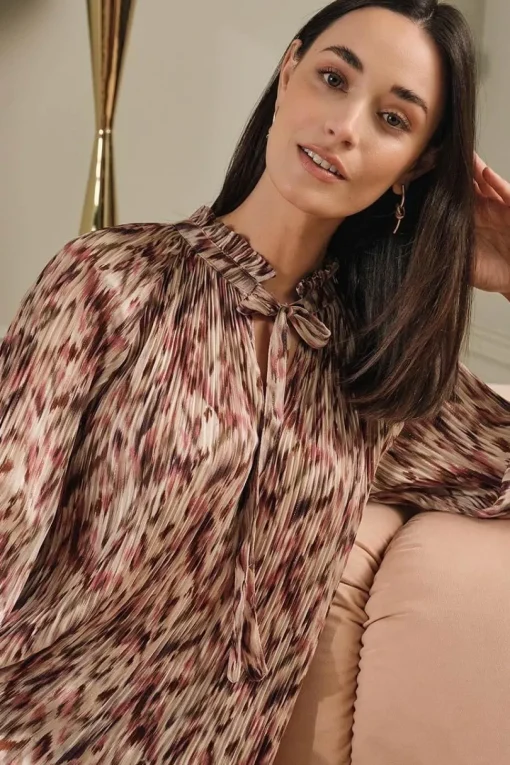 Printed Tie Neck Blouse