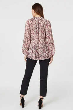 Printed Tie Neck Blouse