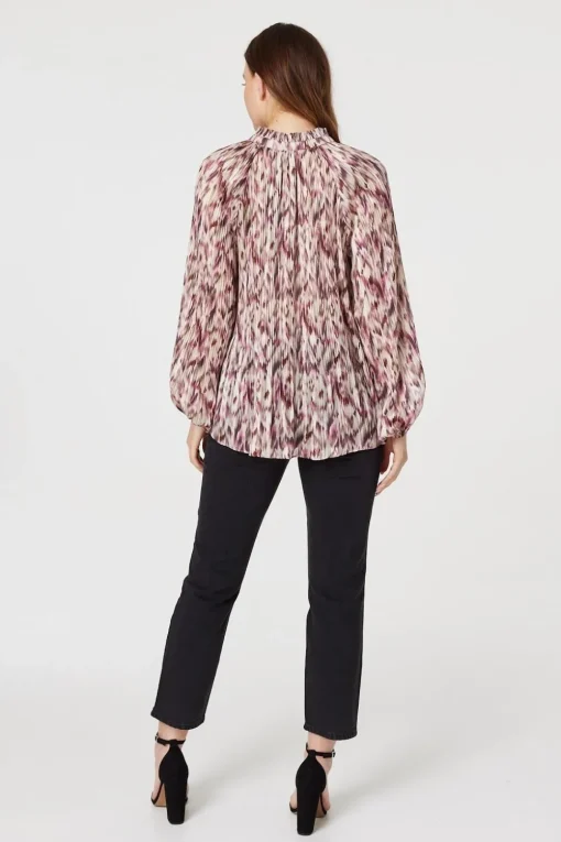 Printed Tie Neck Blouse
