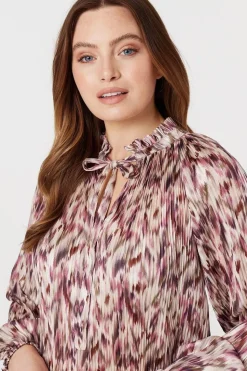 Printed Tie Neck Blouse