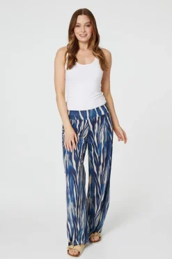 Printed Wide Leg Pull On Pants