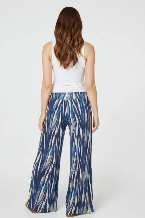Printed Wide Leg Pull On Pants