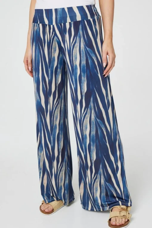 Printed Wide Leg Pull On Pants