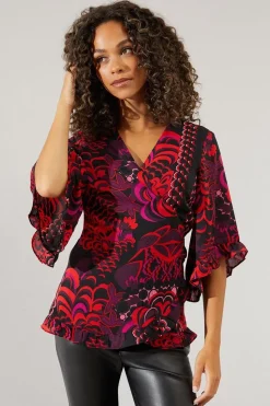 Printed Wrap Blouse