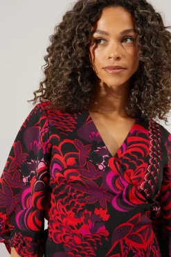 Printed Wrap Blouse