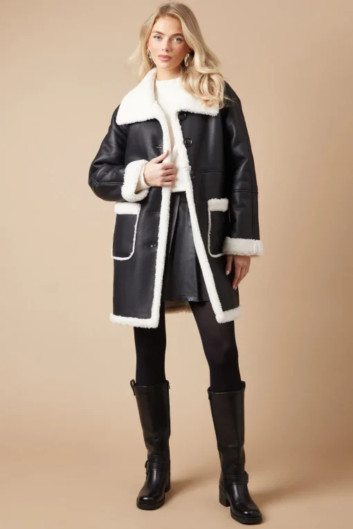 Pu Bonded Shearling Coat