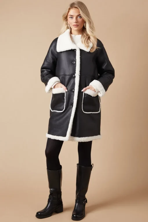 Pu Bonded Shearling Coat