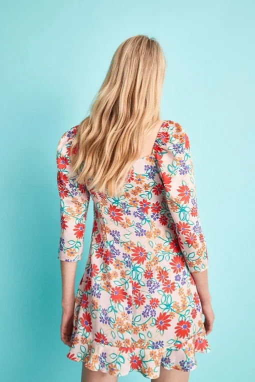 Puff Sleeve Mini Dress In Floral