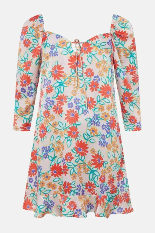 Puff Sleeve Mini Dress In Floral
