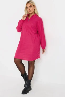 Quarter Zip Knitted Jumper Dress